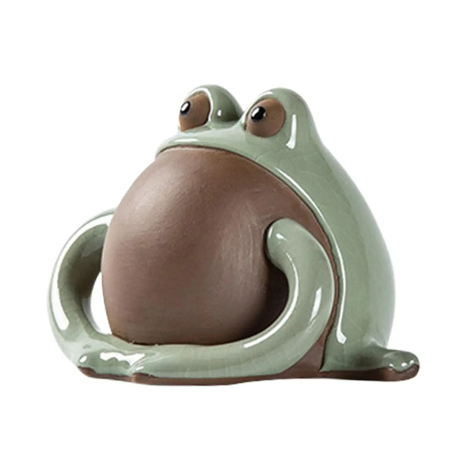 Frog Statue Ornament Tea Tray Accessories Tea Pet Sculpture for Bookcase Office Tea Room Living Room Bedroom