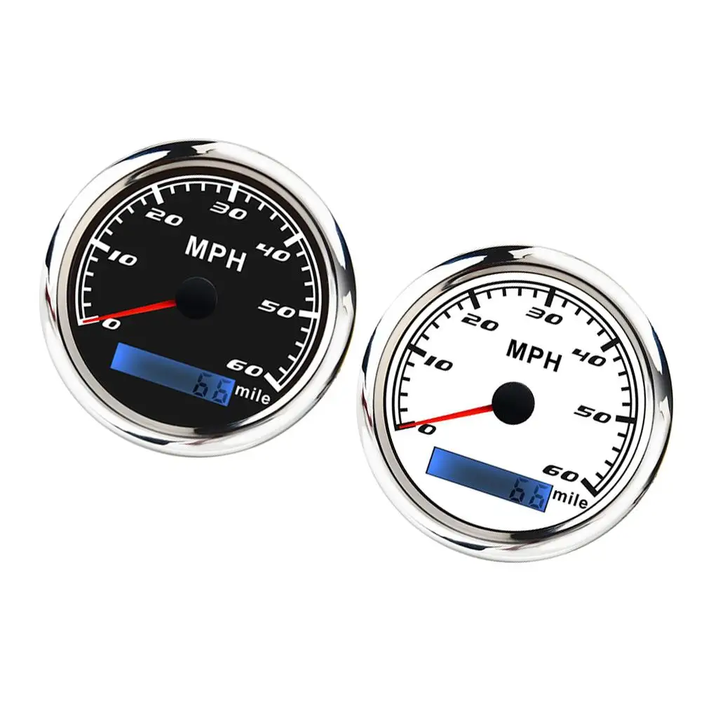 85mm Waterproof GPS Speedometer Gauge 316 Stainless Steel for Car Motorcycle Boat with LED Backlight 0-60MPH