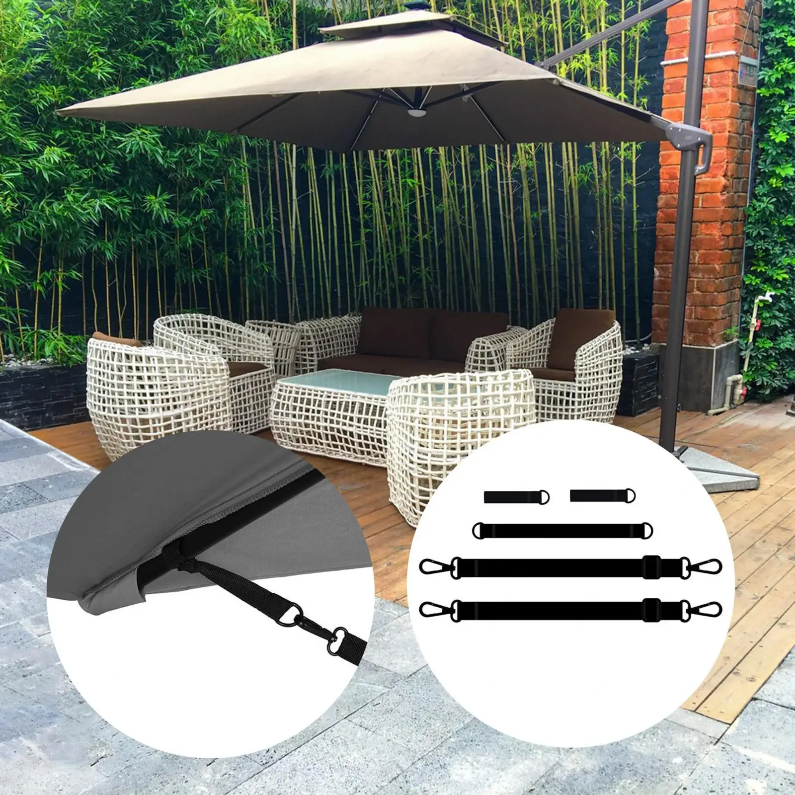 5Pcs Outdoor Umbrella Strap Adjustable Tie Strap Weatherproof Wind Protection for Parasol for Shading Outdoor Garden Patio Beach