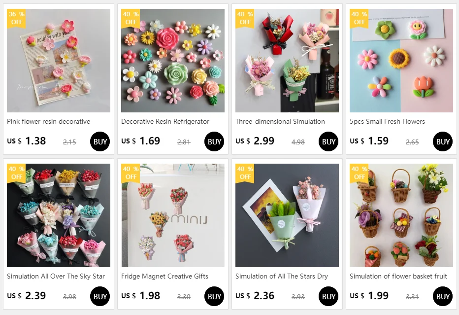 10 kpl Candy Flowers Himmeä Hartsi Jääkaappi Magneetit Luovat Korean 3D Magneetit Sarjakuvamagneetit Kodinsisustus