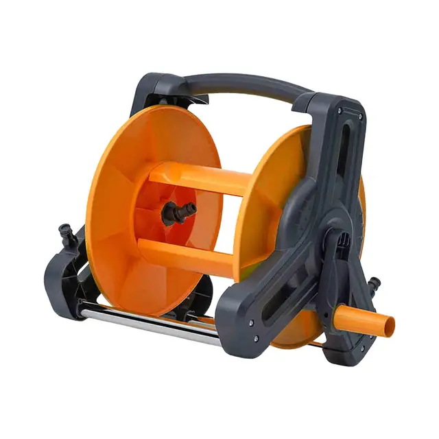 Compact Garden Hose Reel Stand with Hand Crank Winding Tool Water