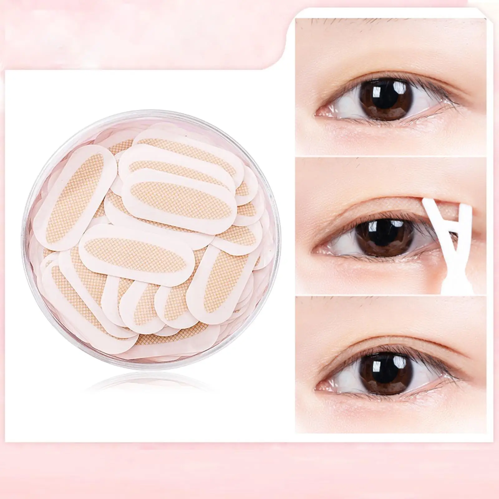 300-In-Pack Invisible Eyelid Stickers Self-Adhesive Breathable Half-Moon Shaped PE Film Eyelid Lift Tape for Eyes Make Up Party