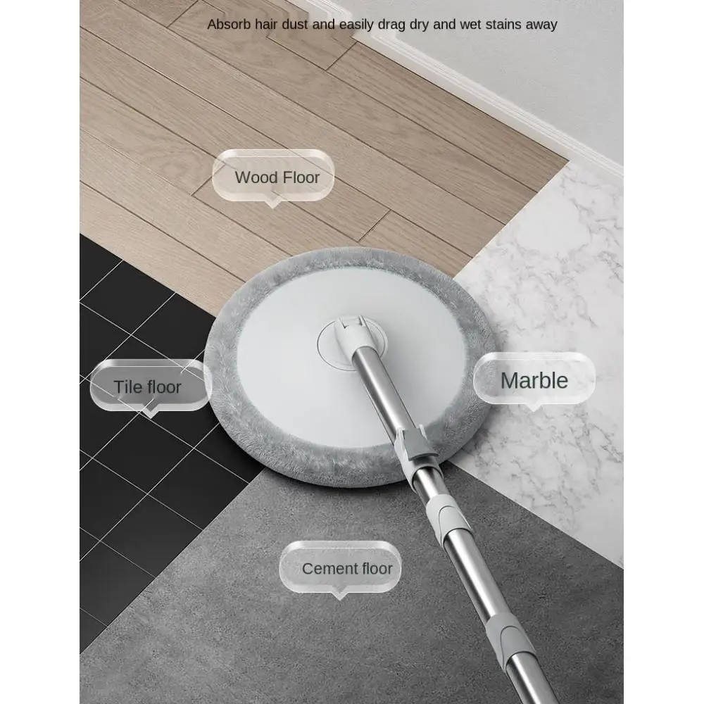 Microfiber Mop With Round Bucket Adjustable Handle Household Sweeper Tile Cleaner Carton Flow System 360 Cleaning Tools