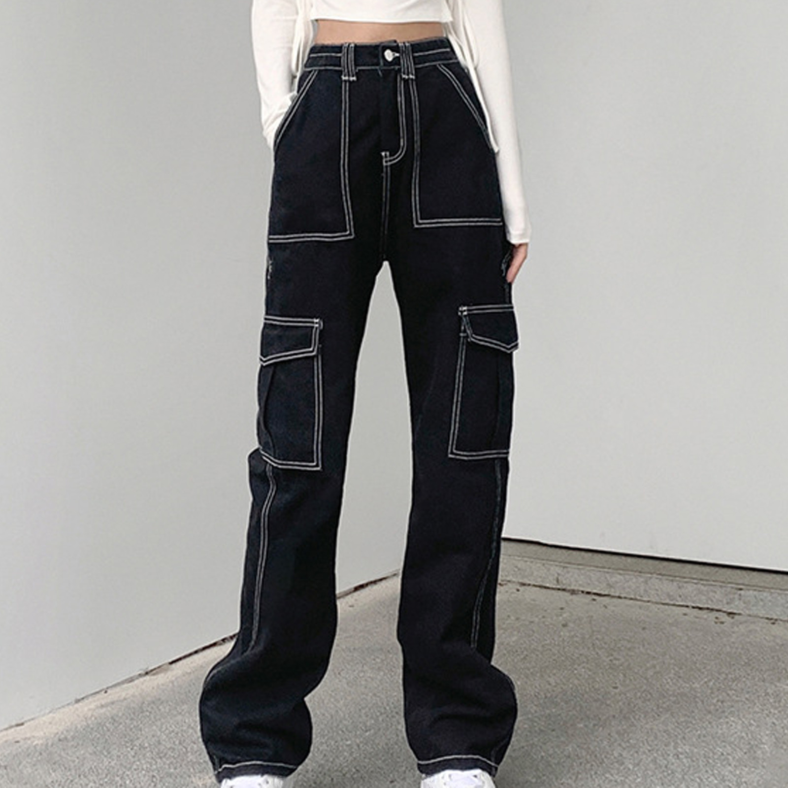 Y2K Women's Jeans Fashion Mid Waisted 