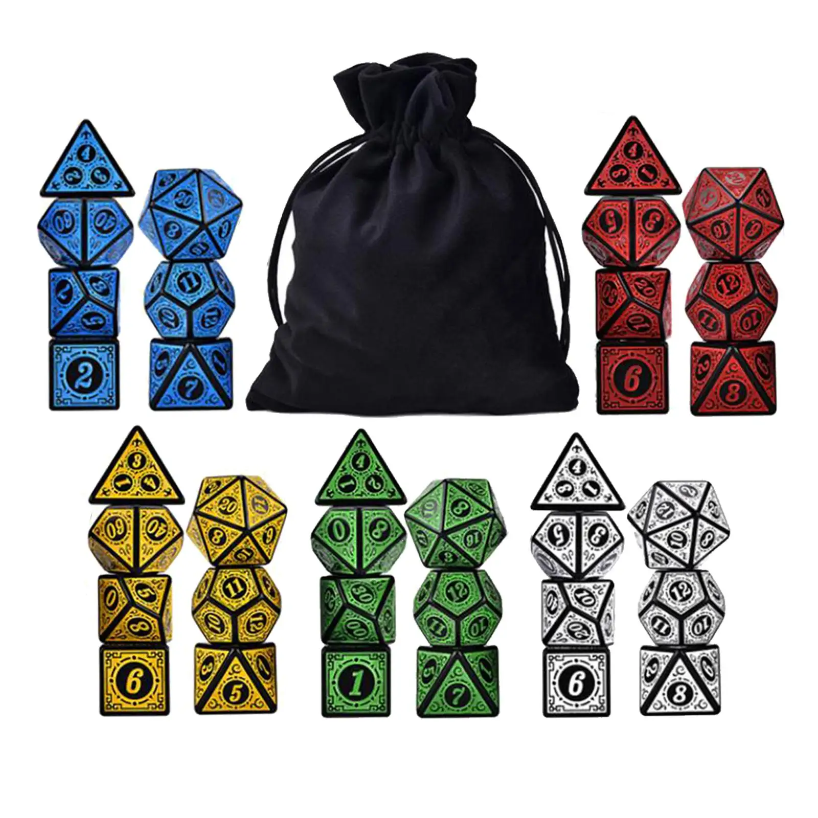 35 Pieces Polyhedral Dice Set for Table Games Math Teaching Role Playing