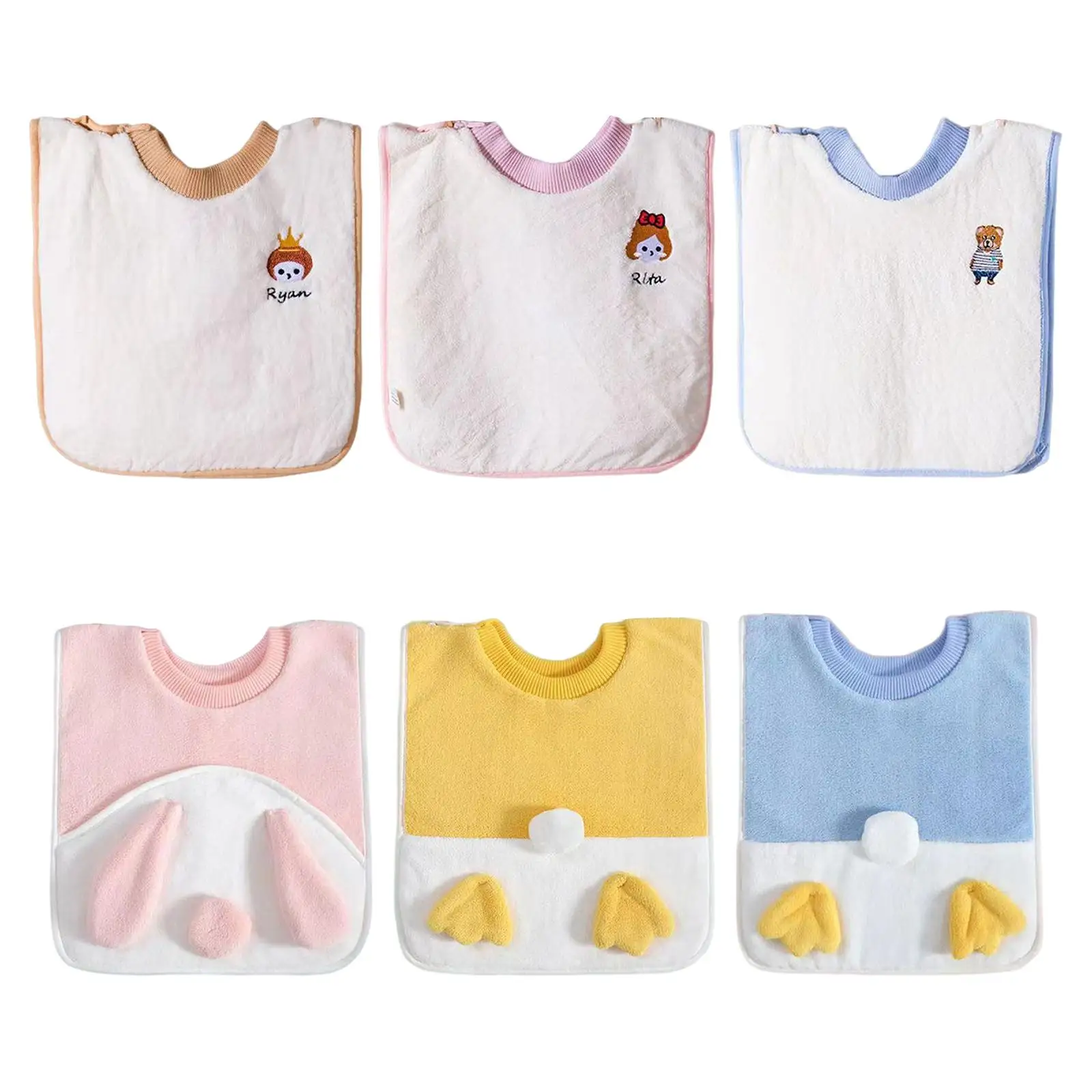 Kid Bib Easy Put on and Take Off Waterproof Keep Kids Clothes Dry Machine Washable for 1-6 Years Kids Cute Baby Apron