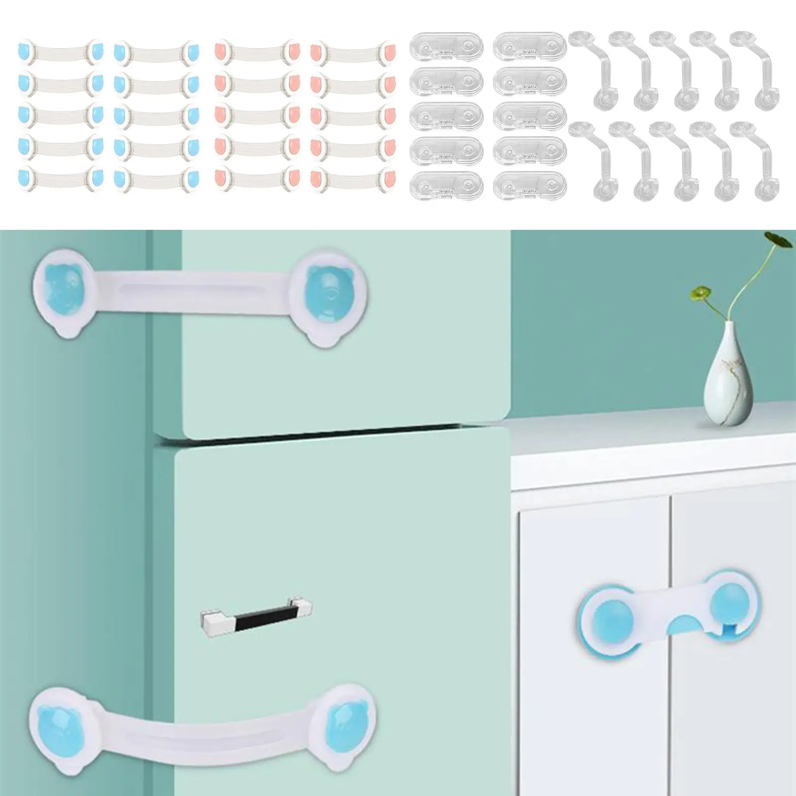 10x Children`s Safety Strap Locks Locks Drawer Refrigerator Cupboard Lock