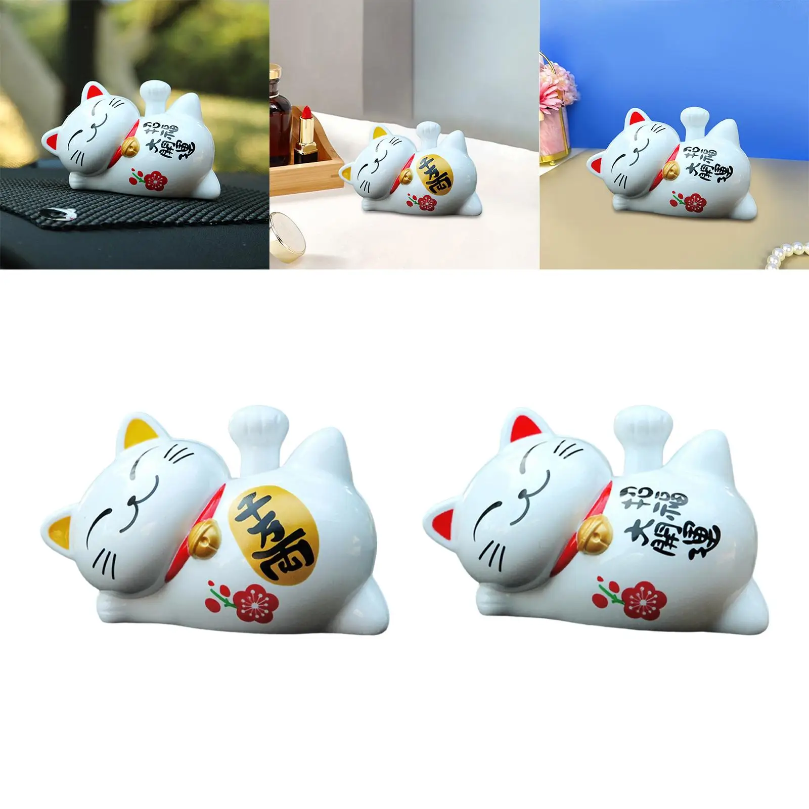 Solar Powered Lucky Cat Lazy Lying Wealth Decoration