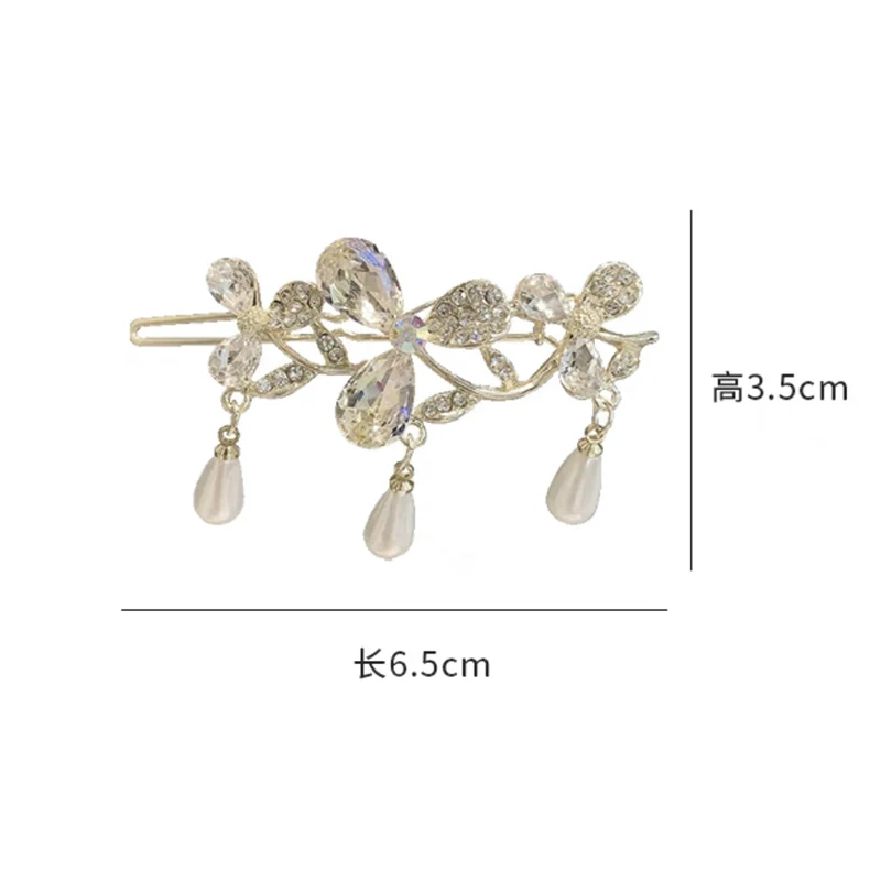 Ladies Flower Crystal Tassel Clip Sweet Style Girl Hairpin Hair Accessories vintage hair clips