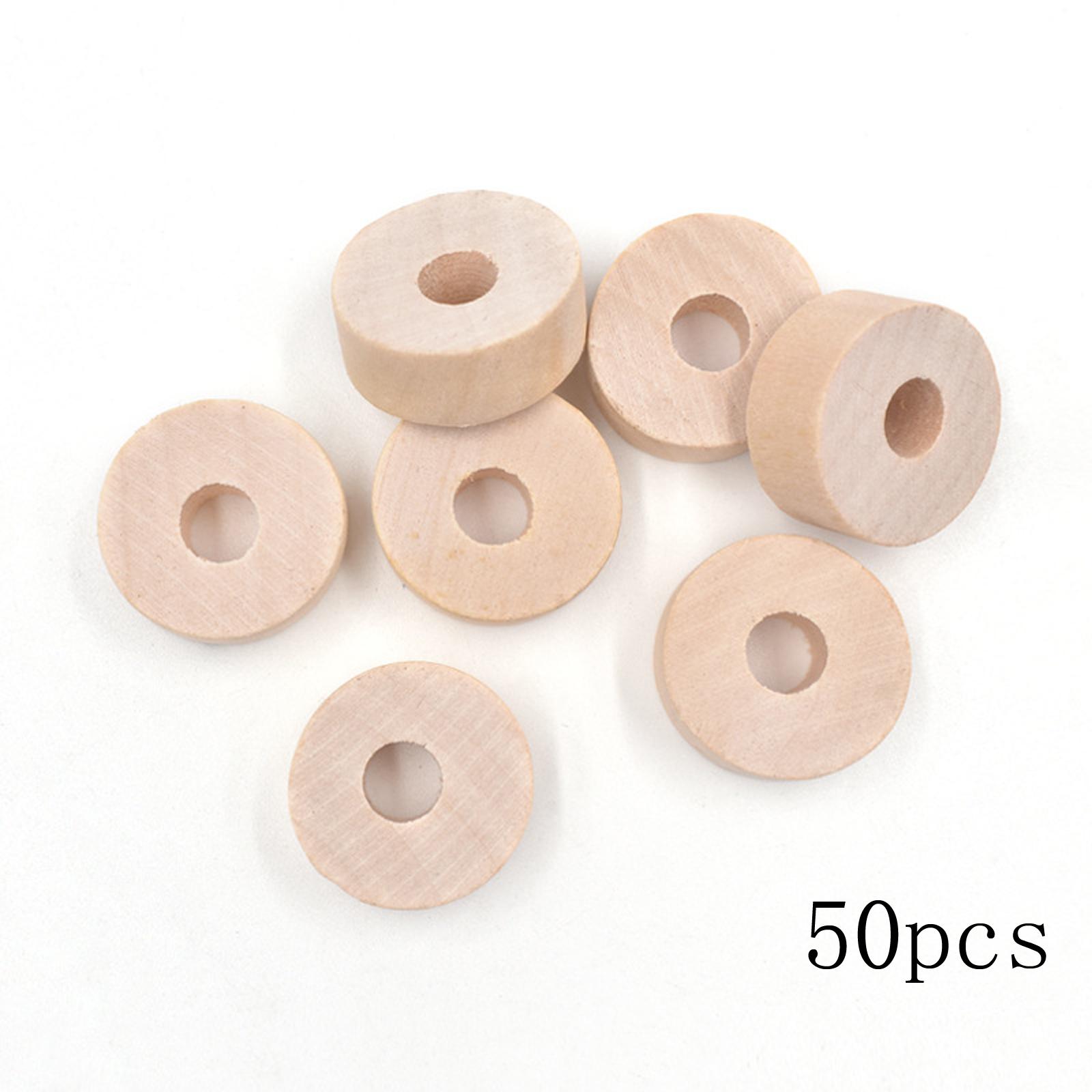 50x 1inch Diameter Unfinished Slab Wooden Wheels 7mm Hole Circle for Crafts Toys Home Decoration Painting Staining Embellishment