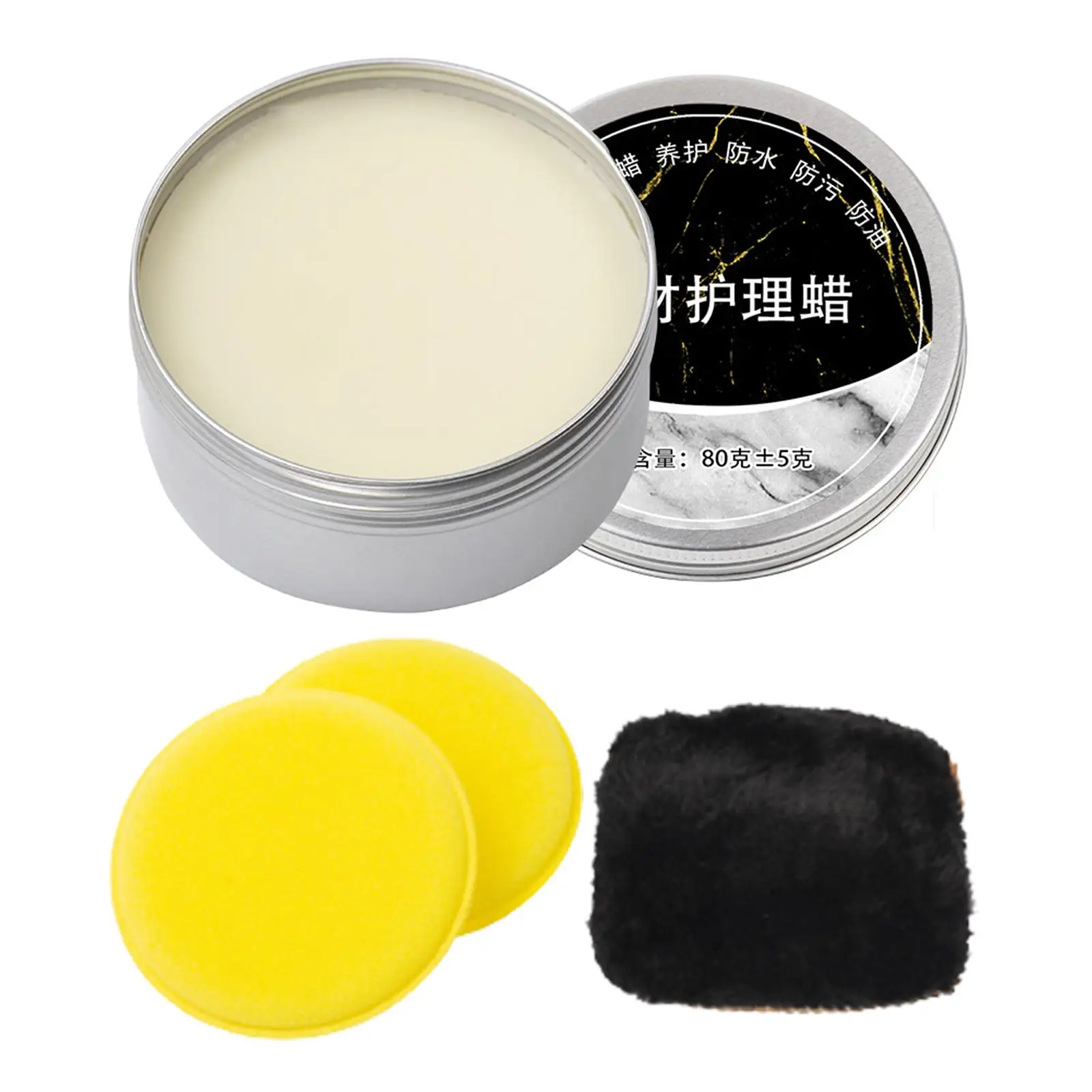 Beeswax Polish for Wood Furniture Restoration Care Beeswax with Sponge Wood Seasoning Beewax for Marble Furniture Care Floors
