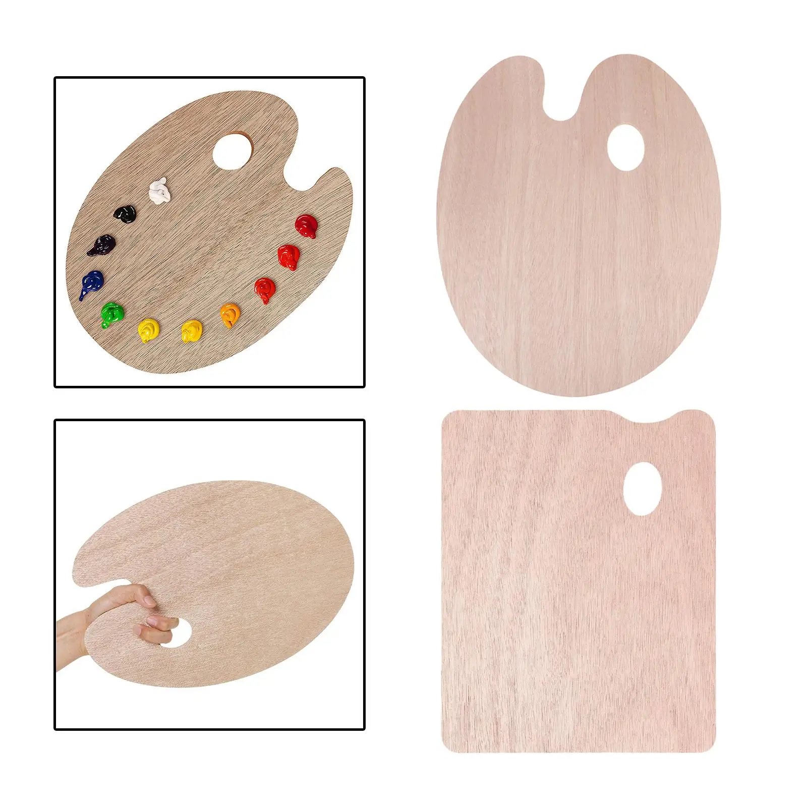 Painting Palette Drawing Paints Holder Paint Color Mixing Tray Wood Paint Palette Board for Adults Kids Acrylic Paint Beginners