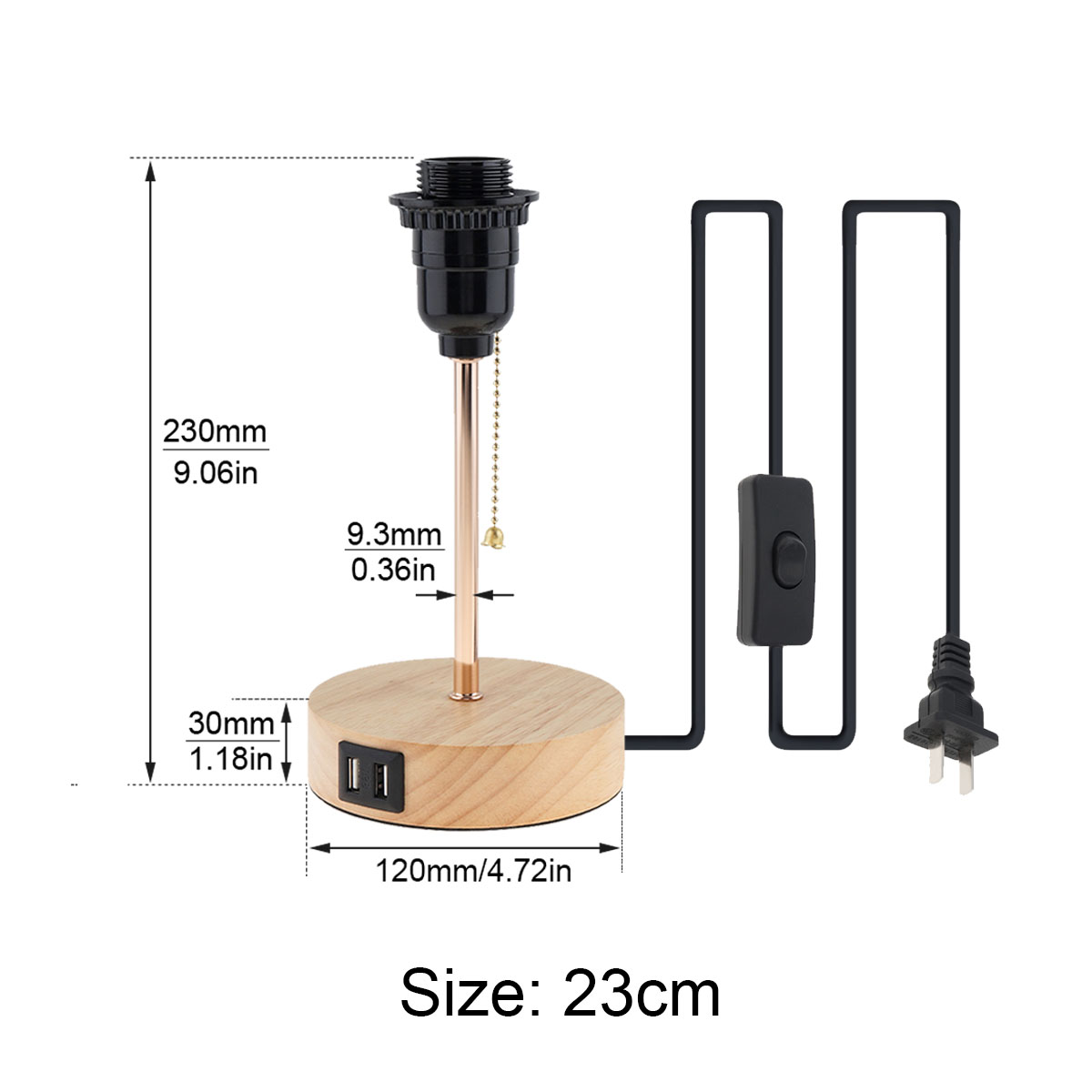 lâmpada de mesa base interruptor fio suporte