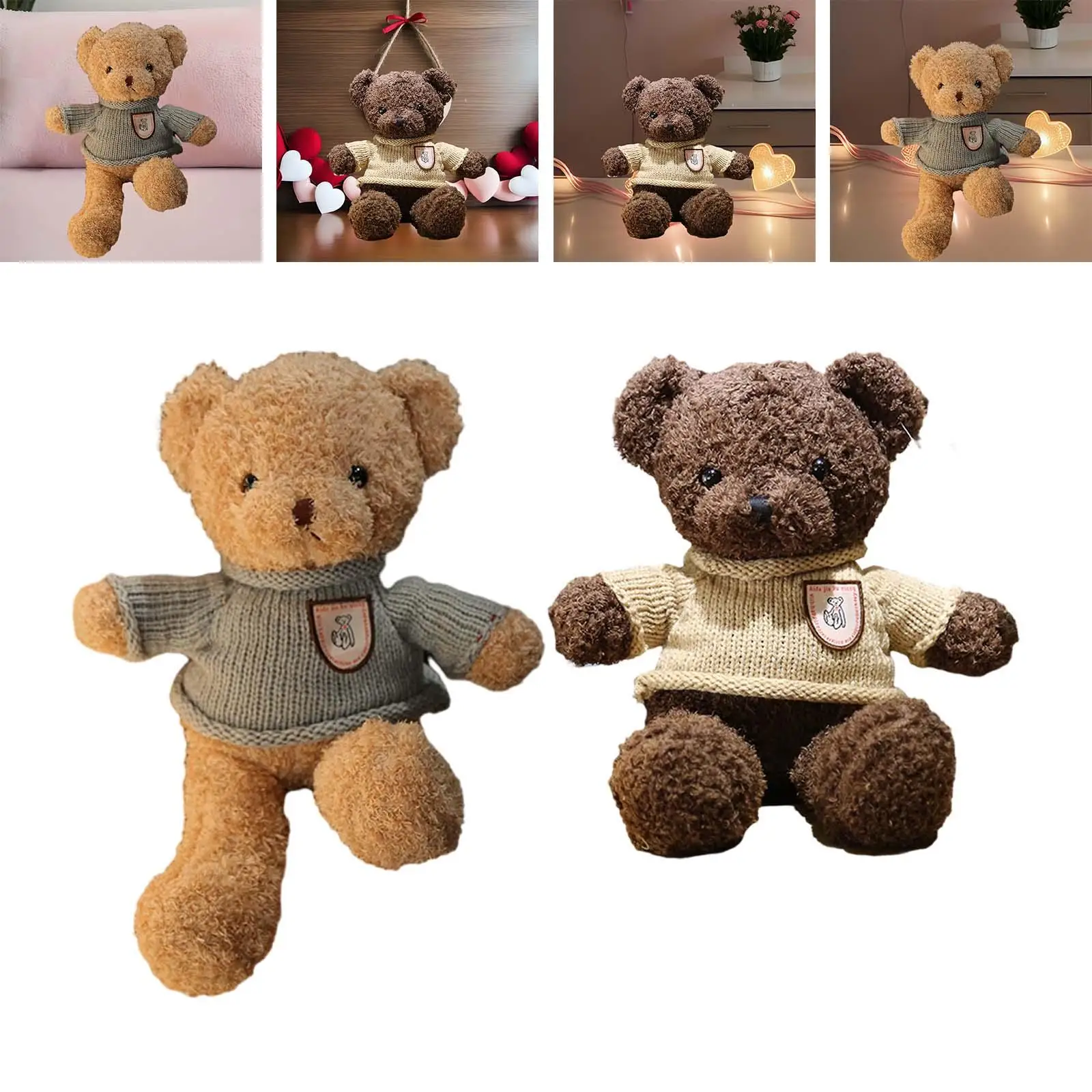 Cute Bear Plush Doll 30cm Accompany Sleep Toy Car Decorative Valentine`s Day Gifts for Teens Kids Children Girls Boys Adults