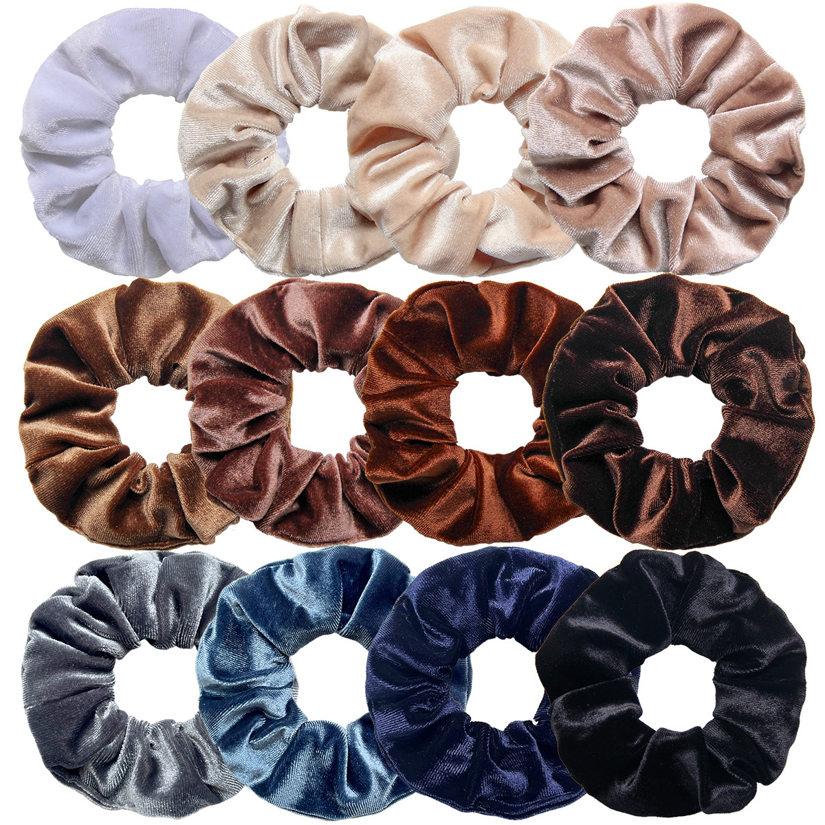 12 Stück Vintage Damen Rosa Samt Scrunchies Baby Mädchen Kopfbedeckung Weiß Schwarz Blau Grün Elastische Haarbänder Kinder Haarschmuck – Detail 15