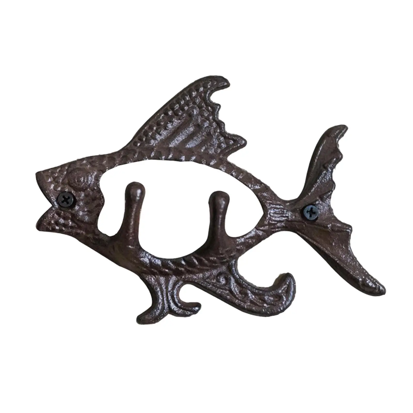 Fish Wall Hanger Crafts Collectible Ornament 3D Iron Decorative Gift Coat Holder for Hotel Dining Room Dorm Apartment