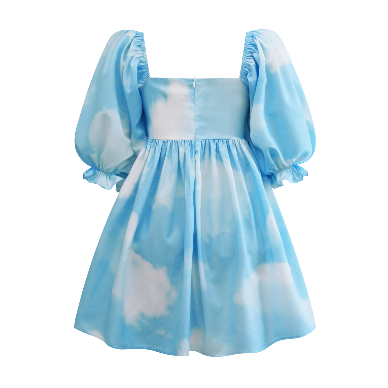 novo feminino inchado vestido francês floral bolha de manga curta curto kawaii princesa bolha saia