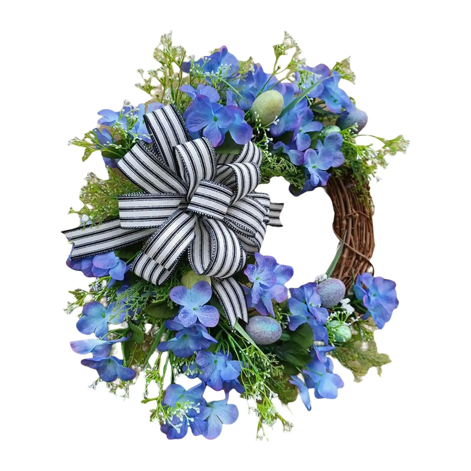 45cm Easter Egg Wreath Garland Artificial Flower Leaf Wreaths Pendants for Holiday Farmhouse Porch Home Decoration