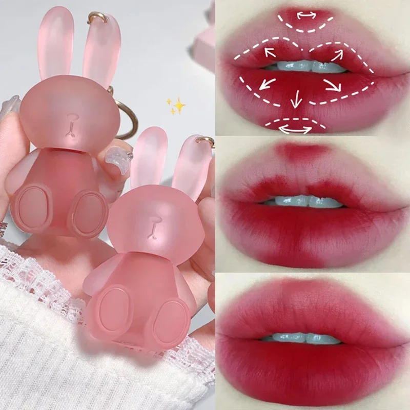 Best of Matte Keychain Lip Gloss Waterproof Non-Stick Cup Long Lasting Moisturizing Cute Rabbit Nude Red Lip Glaze Tint Korean Cosmetics Reviews & Tips