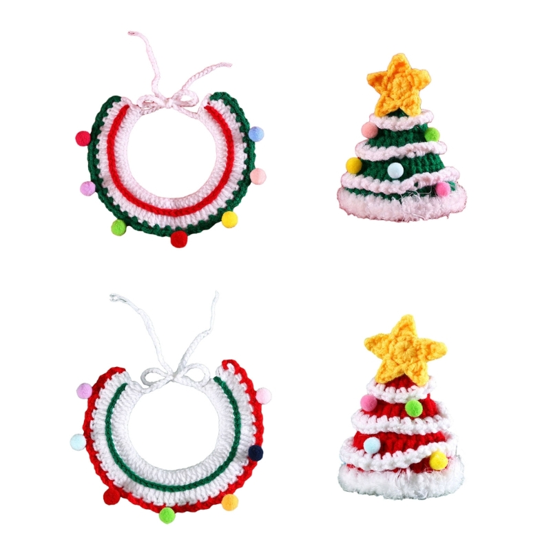 Title 1, Knit Christmas Tree Hat for Dog Cats Bandanas H...