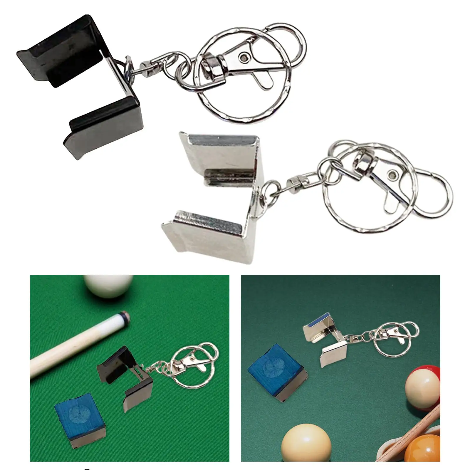 Pool Cue Chalk Holder Keychain Metal Chalk Carrier for Snooker Entertainment