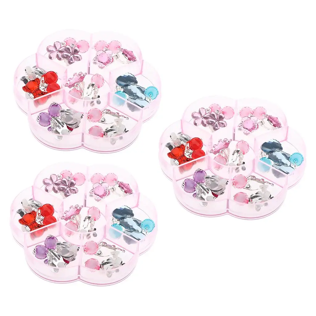 7 Pairs of Girls` Earrings For Clip On Jewelry With Different Design