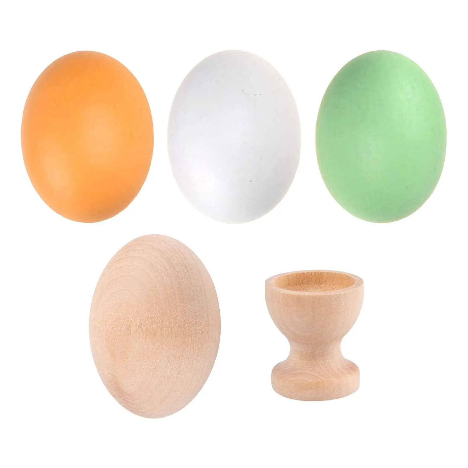Decorative Wooden Egg Kids Pretend Toy Teaching Aids Wood Egg Model Hand Painting Dyeing Carving Unfinished Simulation Fake Egg