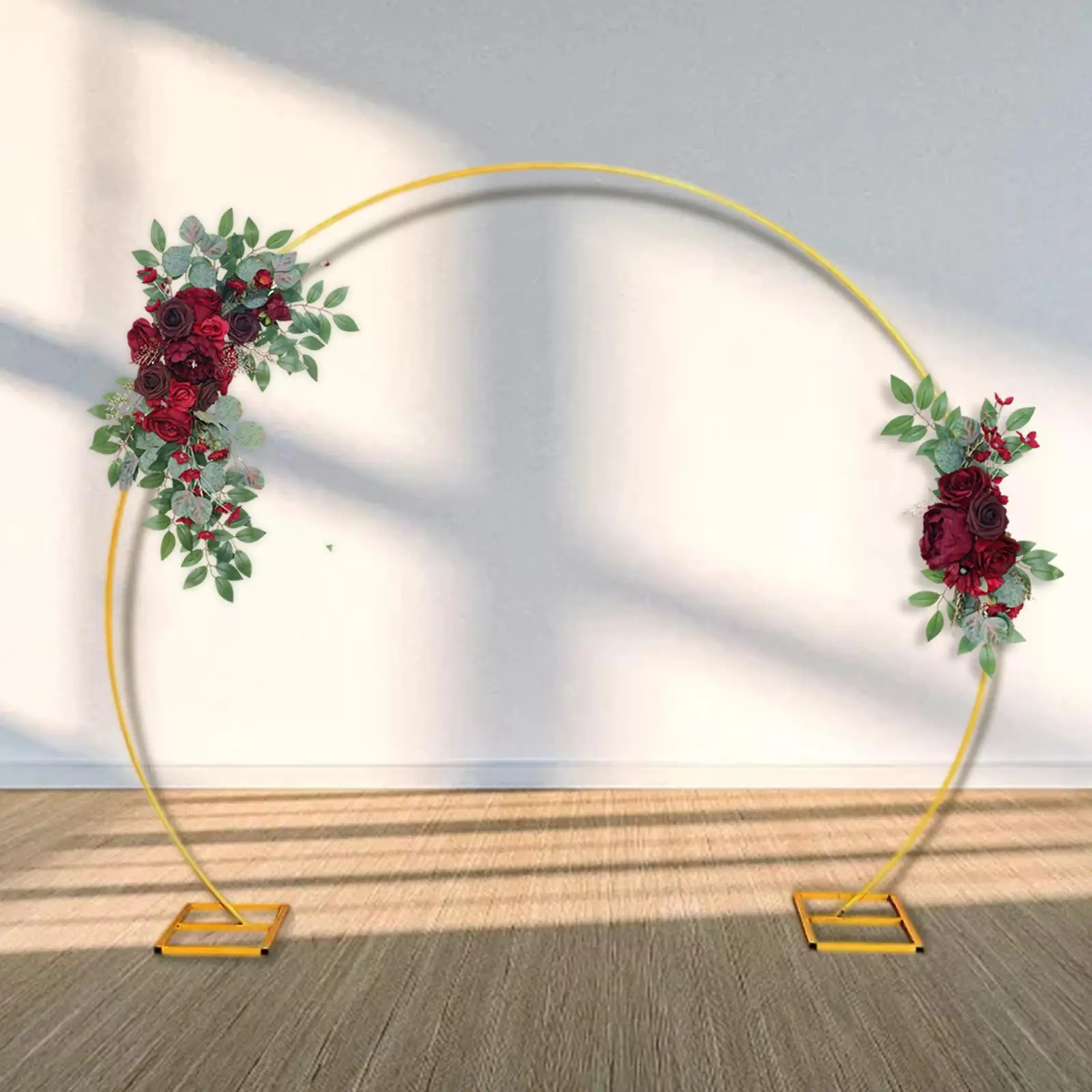 2 Pieces Artificial Flower Arch Rose Flower Wine Red Garland Props Handmade for Wedding Door Ceremony Backdrop Wall Exhibition