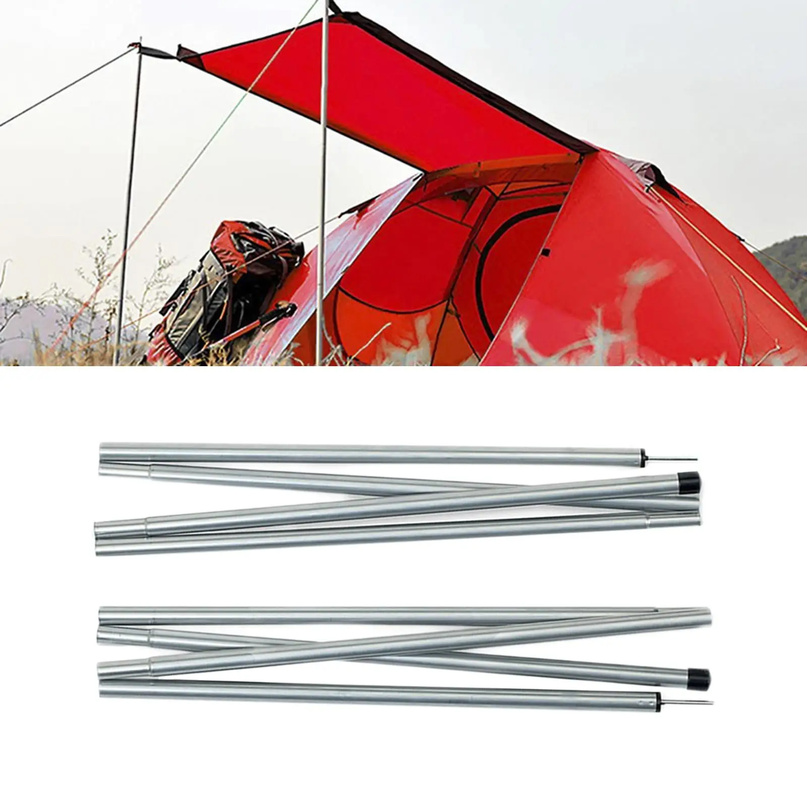 8Pcs Telescopic Tent Tarp Poles Tent Fly Outdoor Hammocks Holder 21.7
