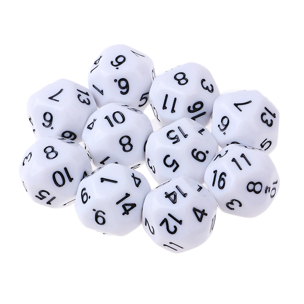 10Pcs 16 Sided D16 Acrylic Dices Table Game Accessory Toys for and Dragons Education or School Supplies