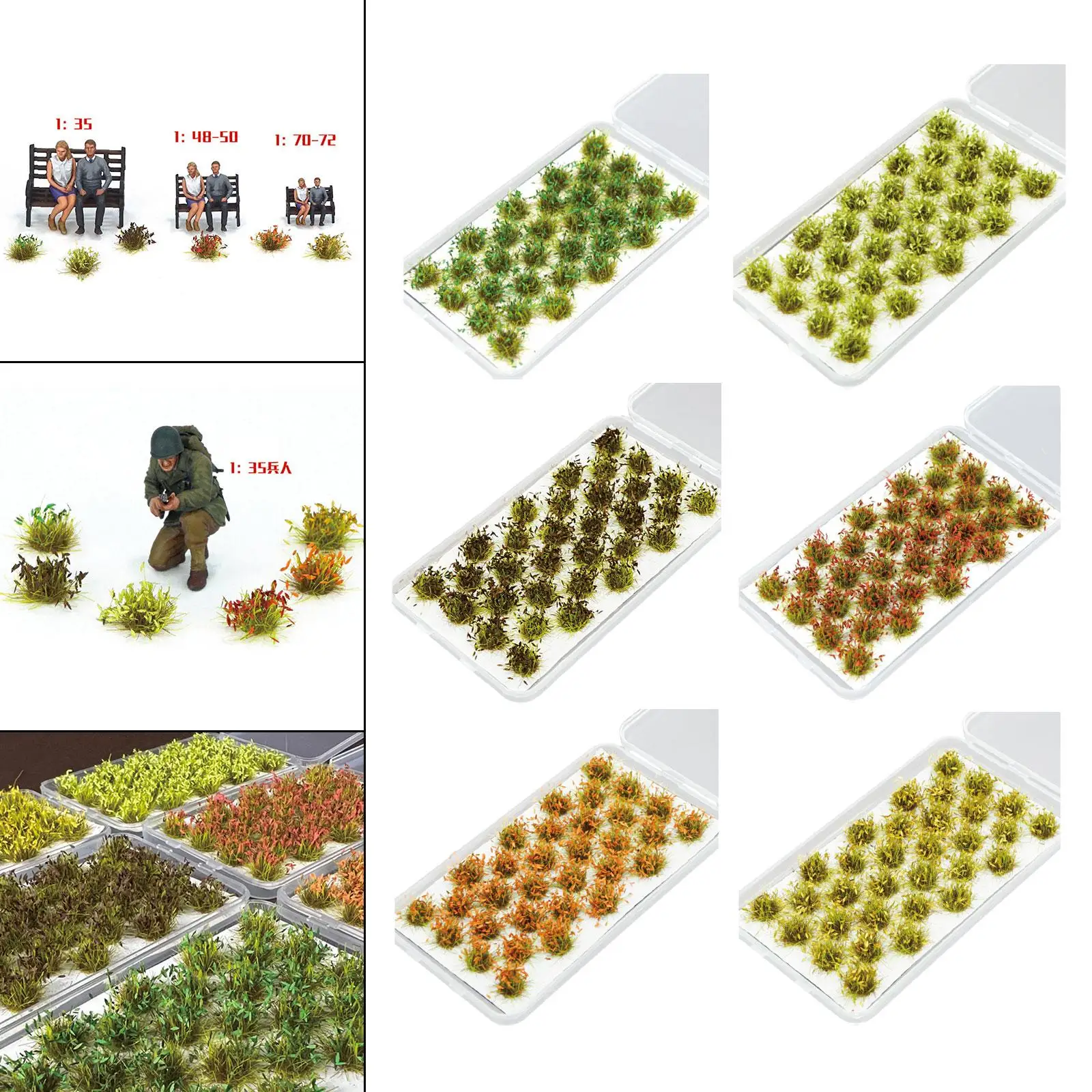 32Pcs Miniature Flower Cluster Sharp Leaf Grass, Ground Weeds for DIY Model Sand Layout Model Decoration