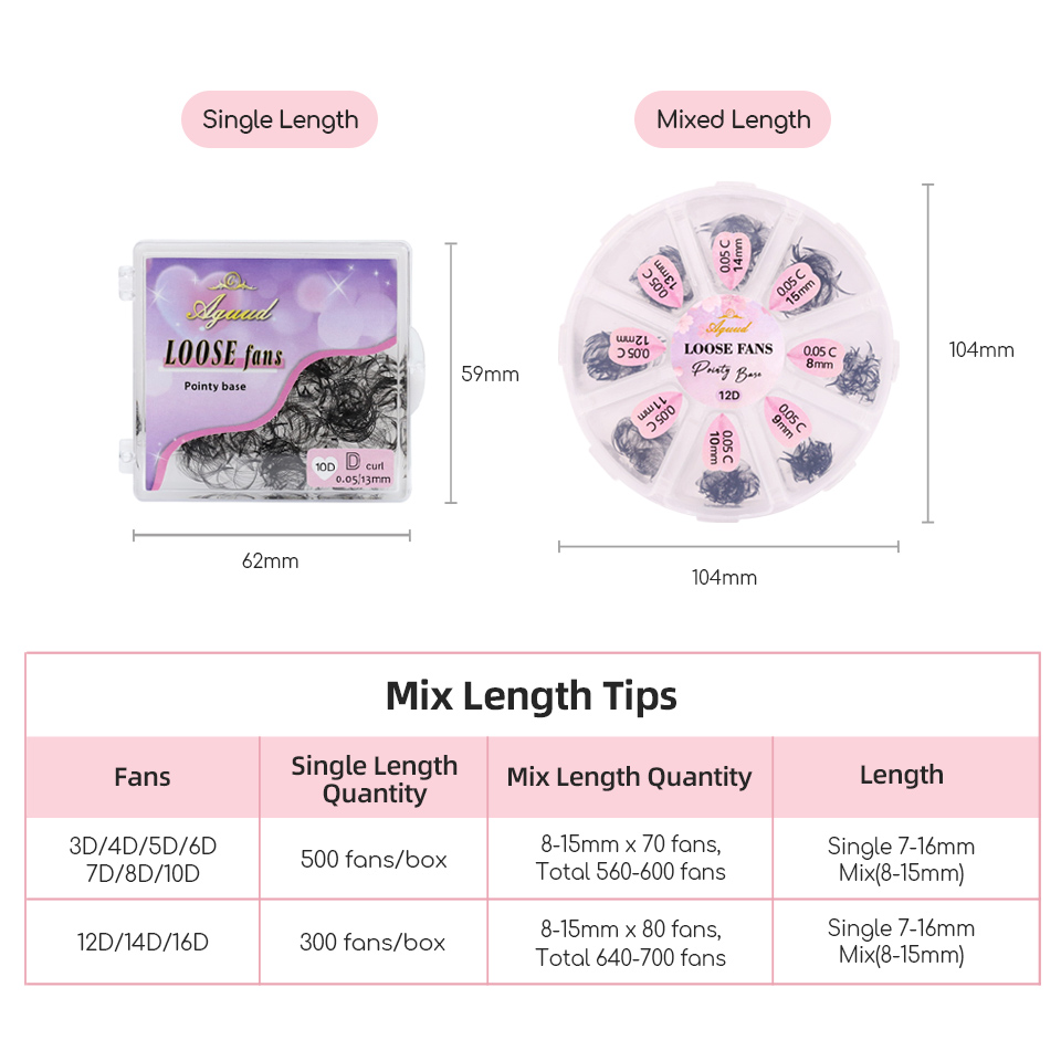 Best of AGUUD Ultra Slim Base Premade Fans Pointy Base Lashes Loose Pro Made Volume Fans Eyelash Extensions Professional Loose Fan Cilio Reviews & Tips - Image 6