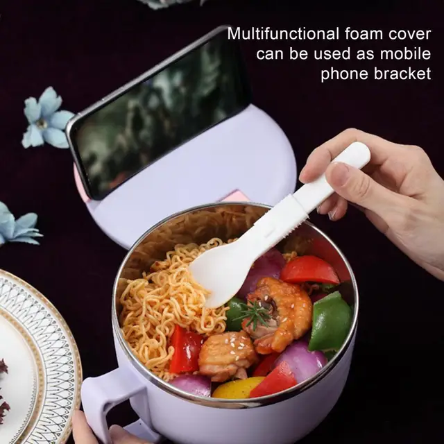 1200ml Instant Noodle Bowl with Lids Soup Hot Rice Bowls 304 Stainless  Steel Insulated Soup Bowls Heat Resistant Food Container - AliExpress