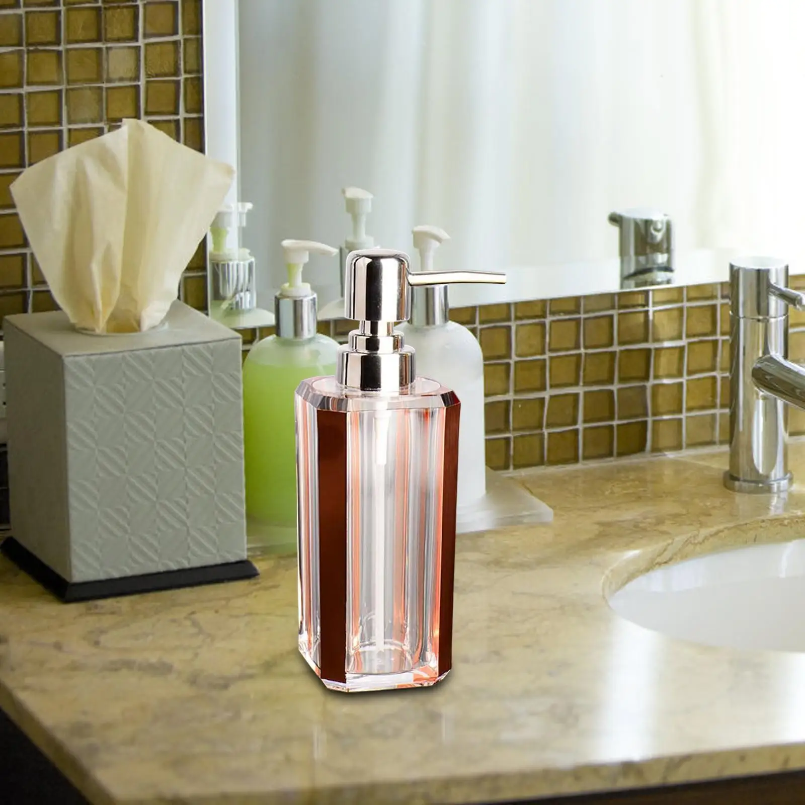 Soap Dispenser 6oz Reusable Acrylic Refillable Pump Bottle Dispenser Bathroom Lotion Dispensers for Kitchen Bathroom Conditioner