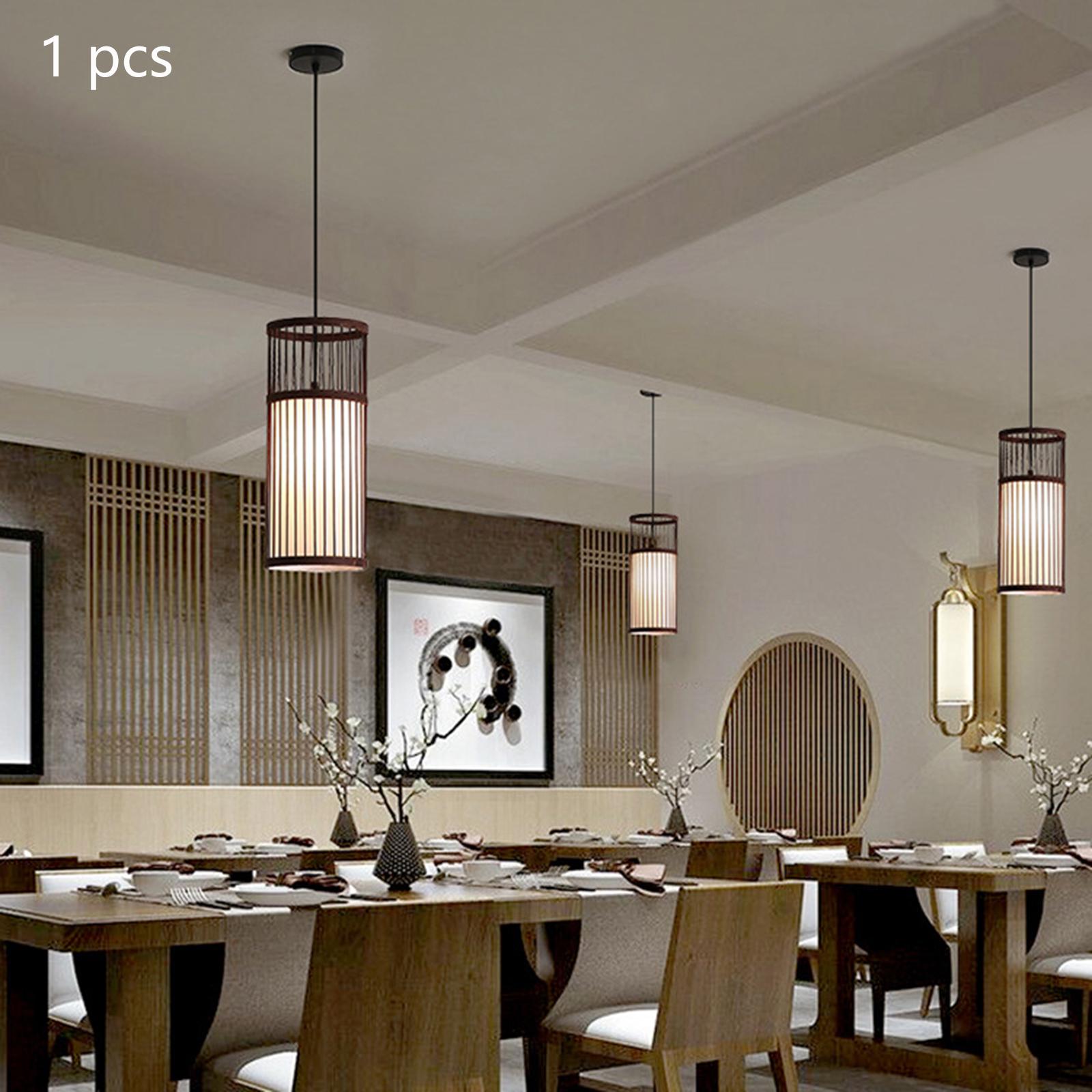 Bamboo Lamp Shade Pendant Light Lampshade Ceiling Light Fixture Cover Adjustable Bamboo Wicker for Bedroom Kitchen Island Indoor