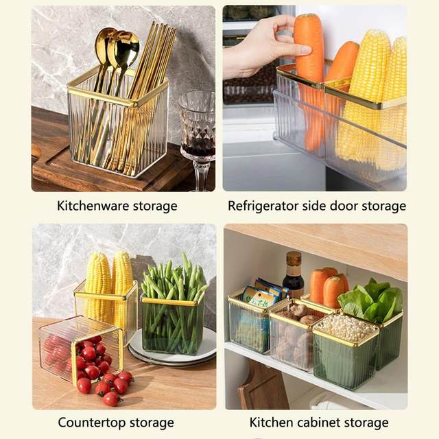 Hesroicy Fridge Freezer Storage Box Transparent Visible Multipurpose Large  Opening Refrigerator Side Door Vegetable Fruit Storage Box Home Supply