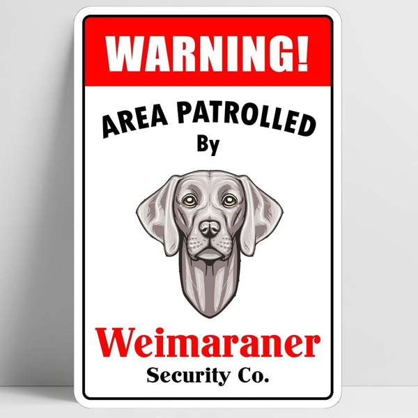 Title 1, Warning Area Patrolled By Weimaraner Retro Vint...