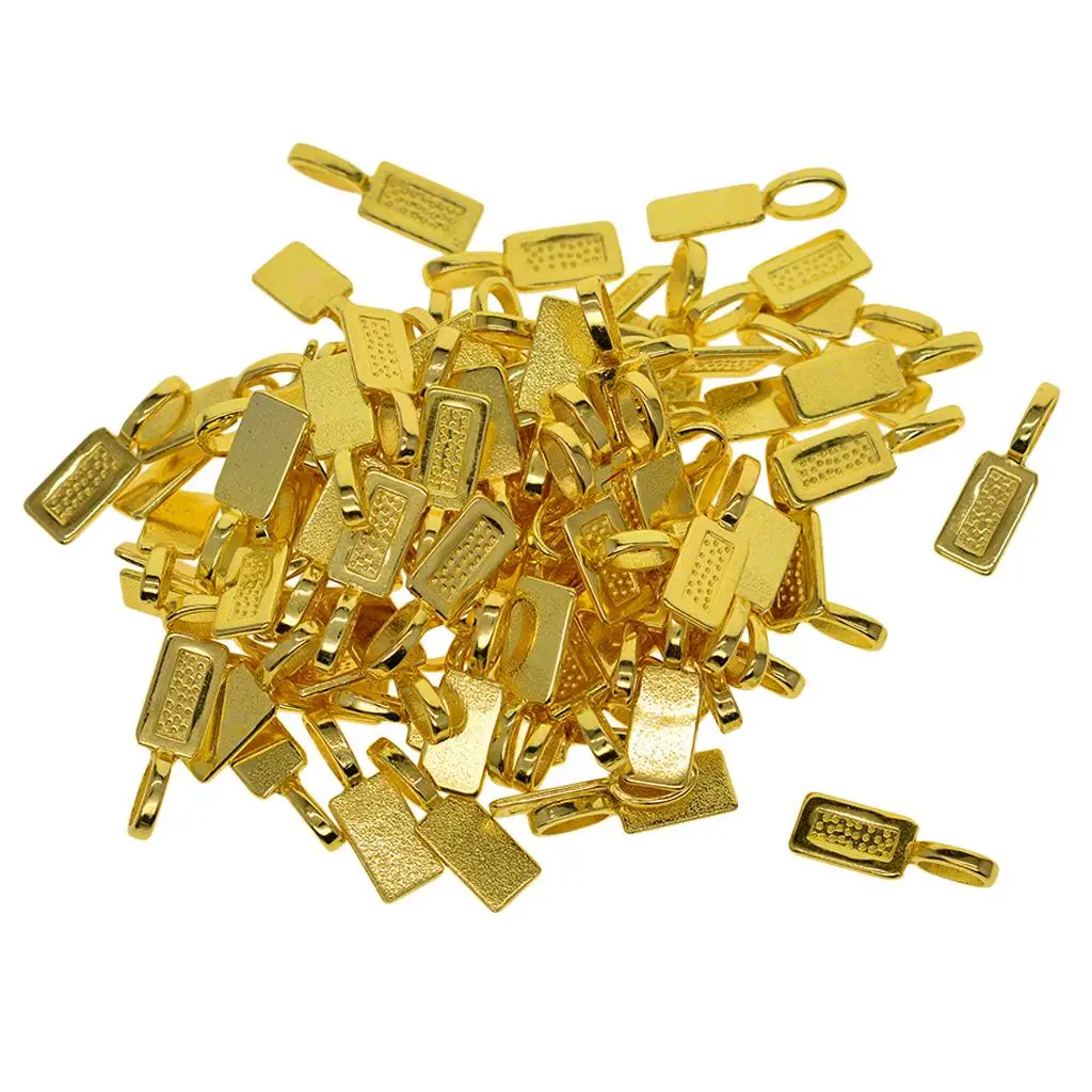 50pcs Rectangle Heart Glue On Bails Pendant Cabochon crafts Findings