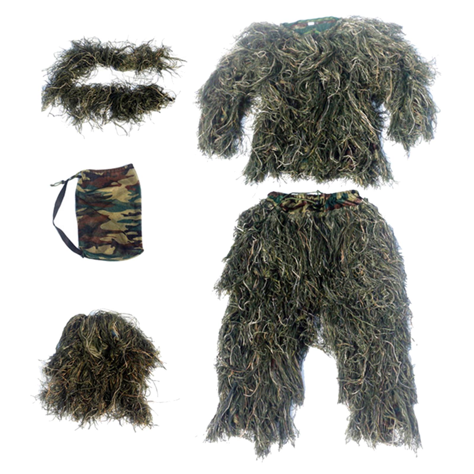 Ghillie Suit with Storage Bag Jacket Forest Outfit Lightweight Pants Hat Uniform