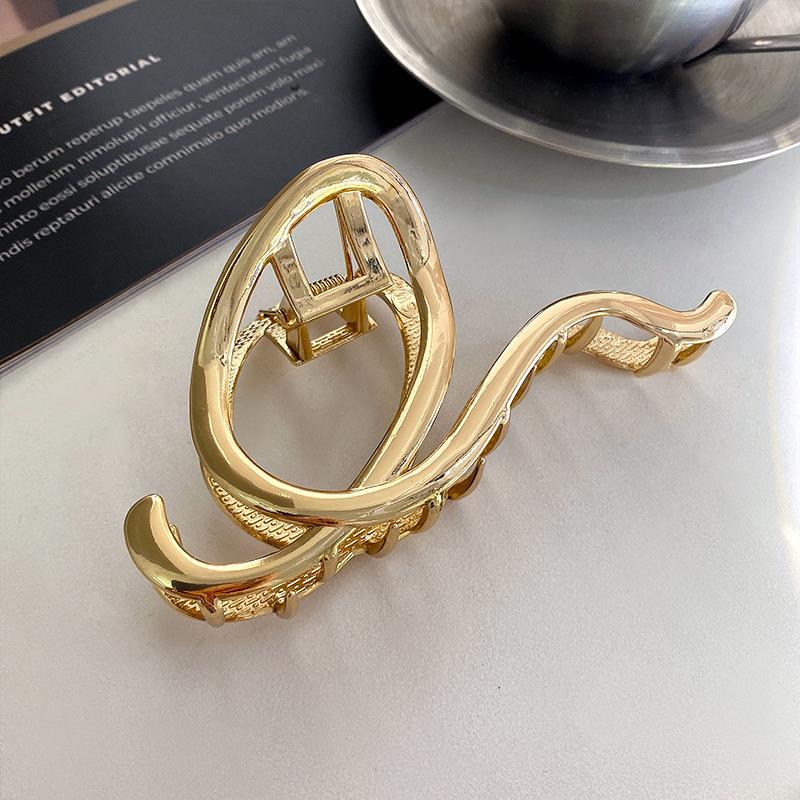 Korea Punk Metall Gold Silber ovale Haar Krallen clips für Frauen trend ige große geometrische Krabben fängt Klemme Mädchen Schmuck Accessoires – Detail 3