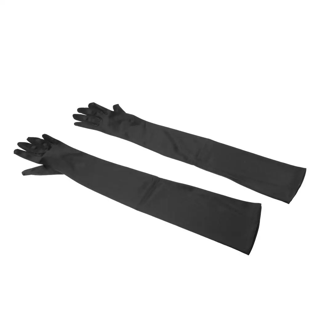 Bridal Gloves In Delicate Satin Black Long Finger Gloves Accessories
