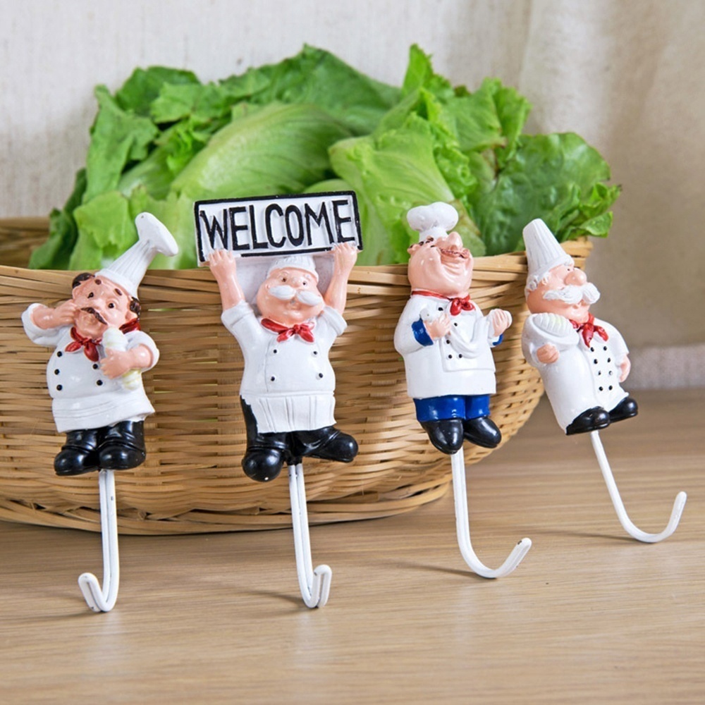 Description Picture 6 of itemKitchen Creative Chef Cartoon Storage Rack Hooks Wall Hanger Kitchen Hooks for Utensils
