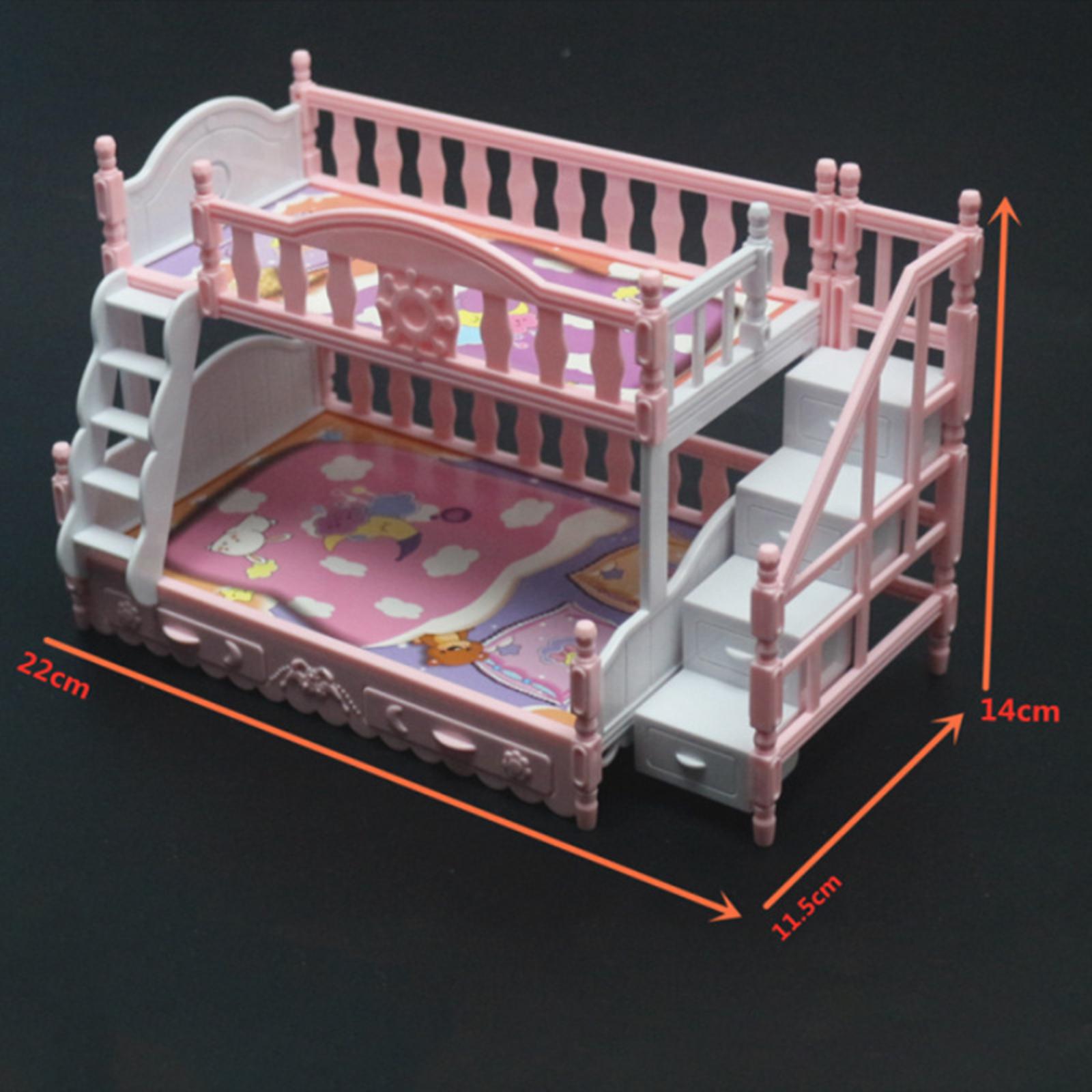 Doll House Furniture 1:12 1/12 Mini Straight Ladder Play House 17cm Double Bed Model Replacemets Bunk Beds Toys for 6+ Years Old