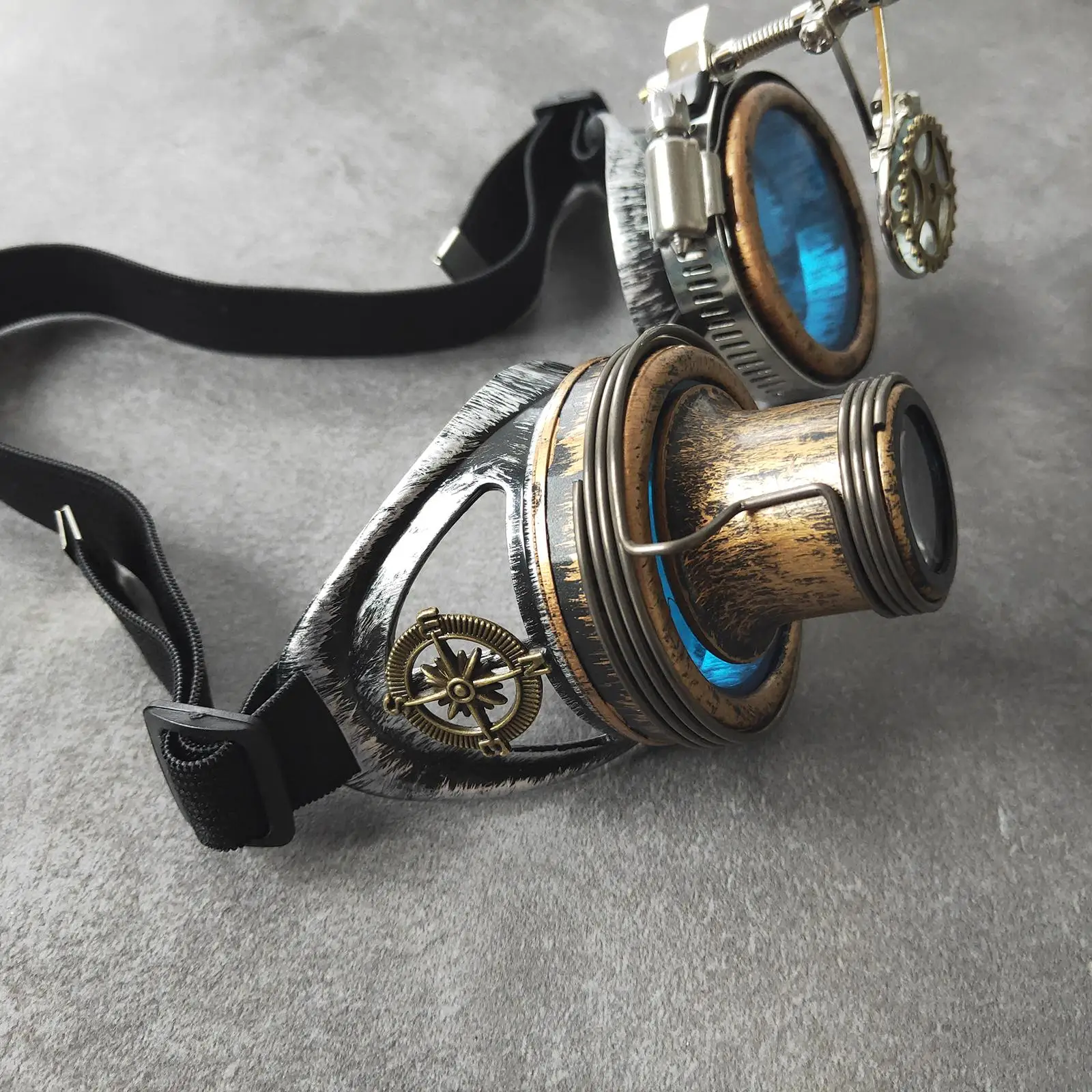 Fashion Steampunk Goggles Blue Punk Rustic Women Men Sunglasses for Party Photo Prop Costume Eyewear Cosplay
