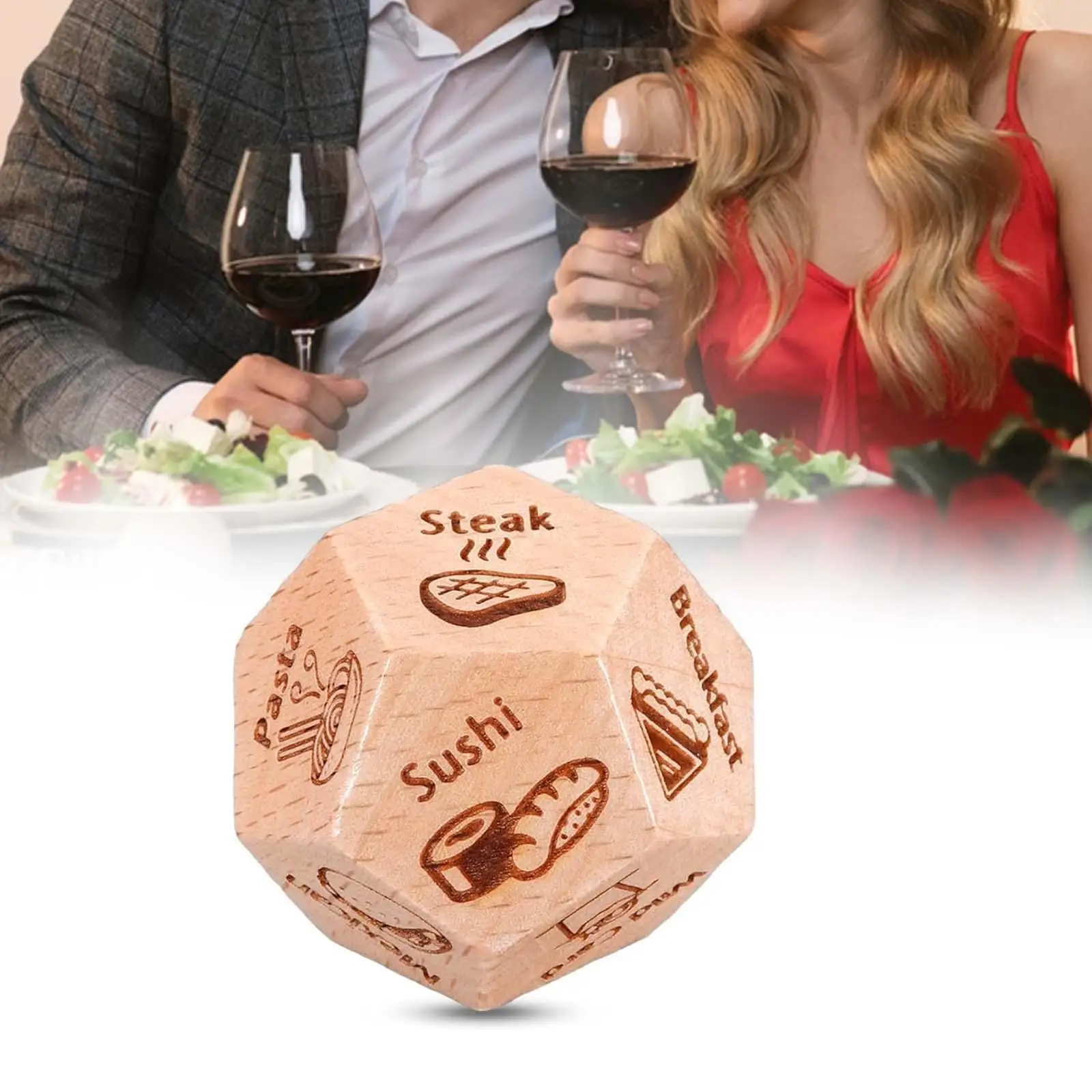 Wood Food Decision Dice Valentines Day Gifts for Him Creative Food Game Dice for Boyfriend Wife Girlfriend Wedding Birthday