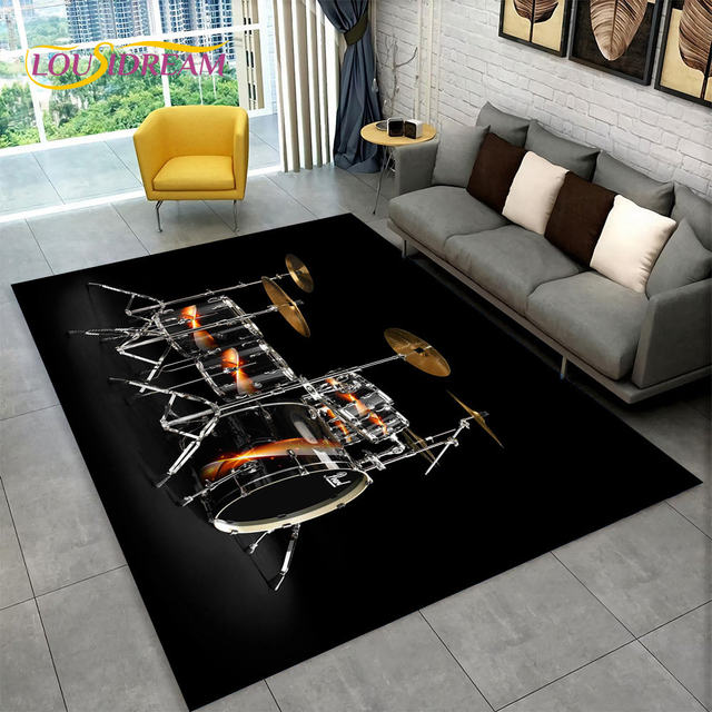 PRIHALF Drum Rug, Drum Set Carpet,Bedroom Living Room Decor