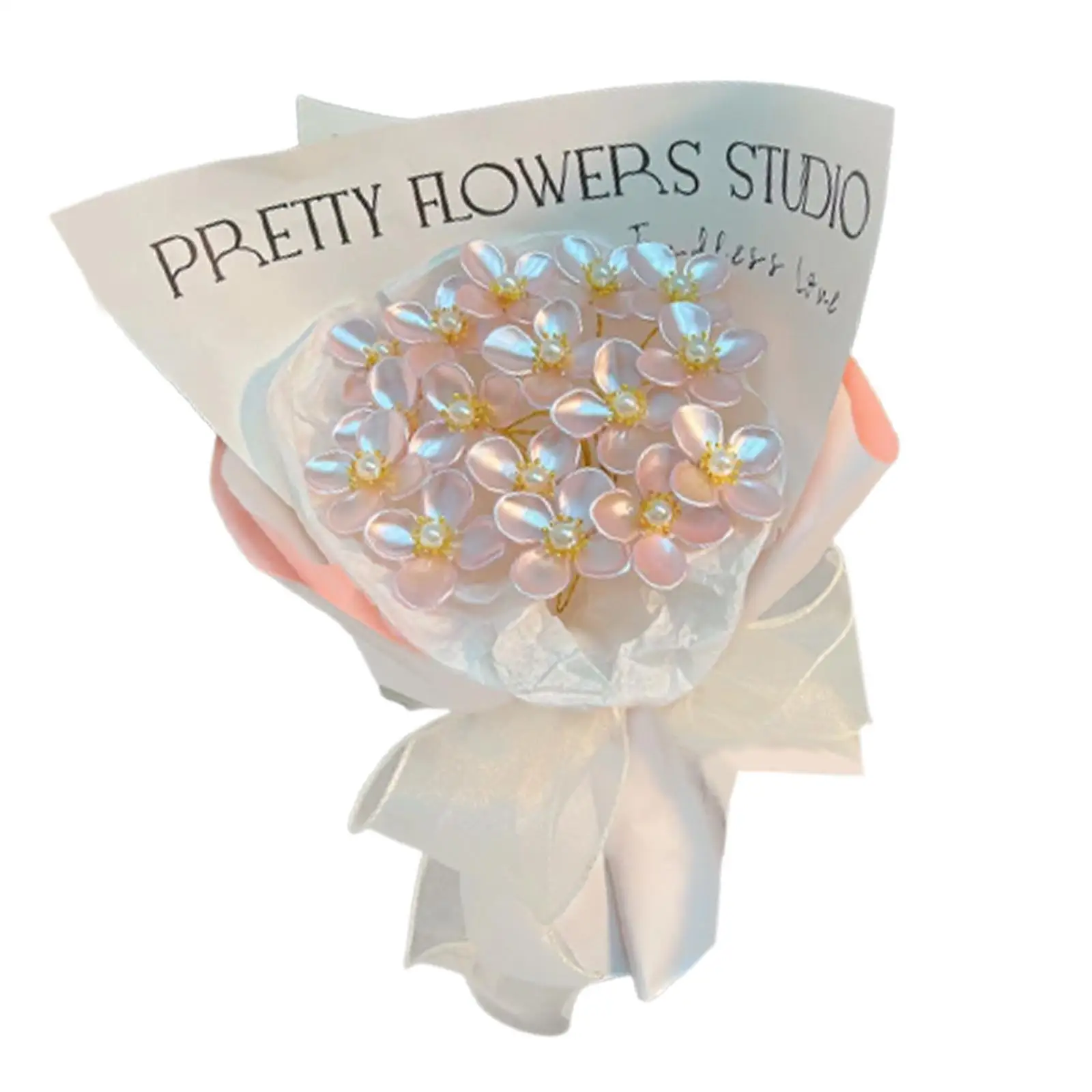 DIY Simulation Magnolia Flower Bouquet Unfinished Material Kits Lovely Eternal Blessing Floral Arrangement