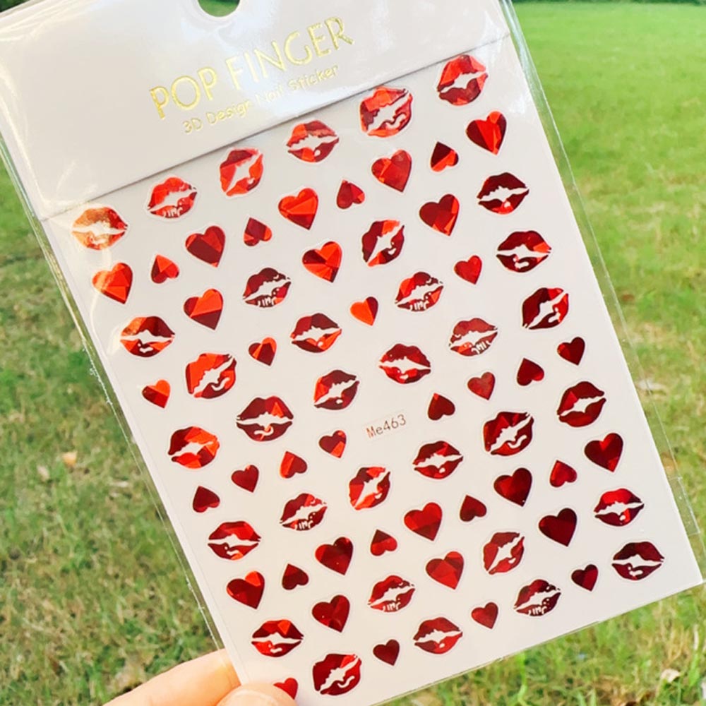 Best of 3D Nail Art Stickers Valentine Day Sexy Lips Heart Letter Bear Geometric Face Adhesive Laser Gold Silve Slider 10*8 Nail Decals Reviews & Tips