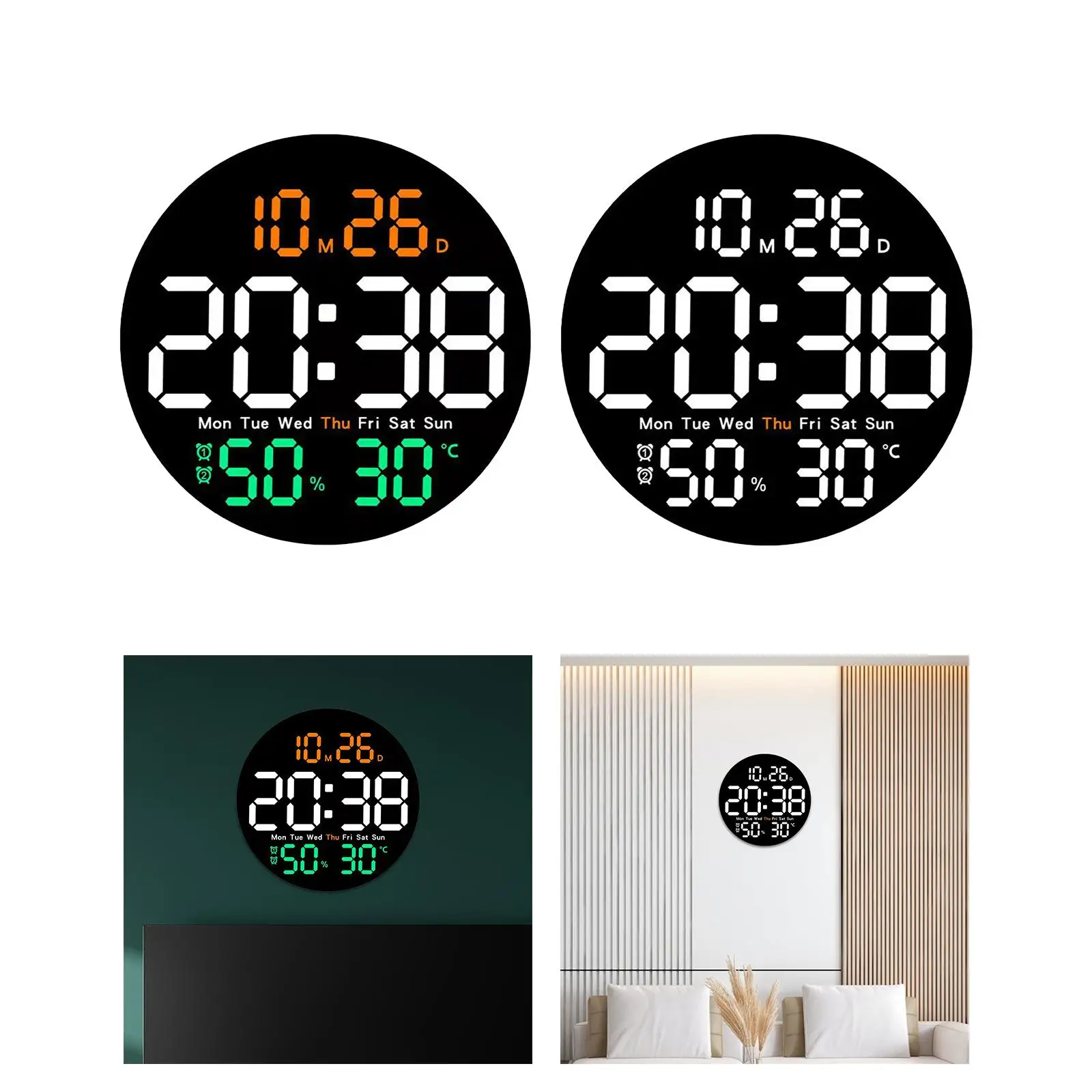 Digital Wall Clock Mute Count up Countdown Timer Clock Multifunctional 12/24H Electronic Clock for Study Room Indoor Decoration