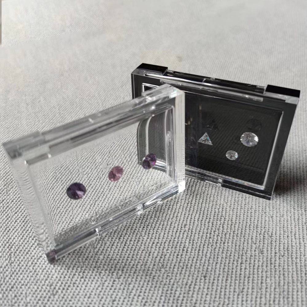 Sale Adhesive Loose Diamond Box Transparent Gemstone Storage Case Stone Packaging Show Case Sticky Gems Organizer Holder Tray